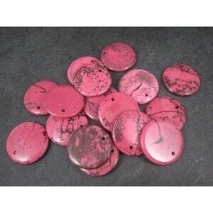 Lot of 16 Pink Magnesite Beads Pendant Focals